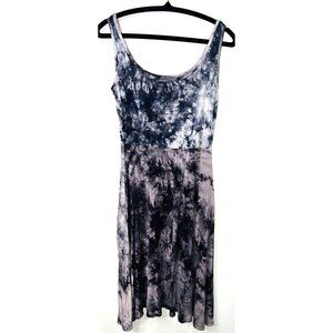 Tie-Dye Tank Dress By Olivia Rae New York Rayon/Spandex Blend Large Black & Gray